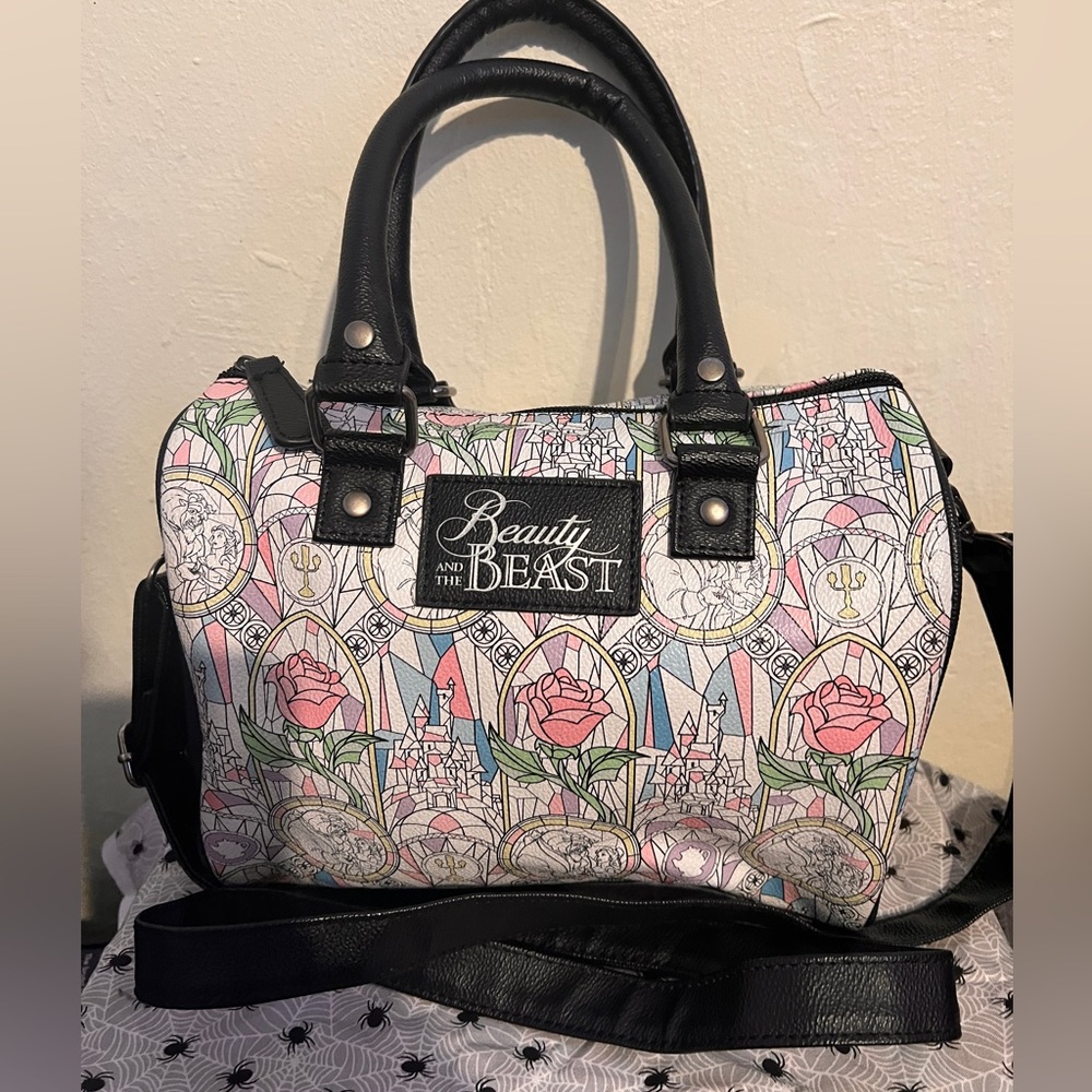 Loungefly Disney Beauty And The Beast Stained Glass Barrel Bag